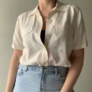 Cream Anna and Frank Short Sleeve Blouse